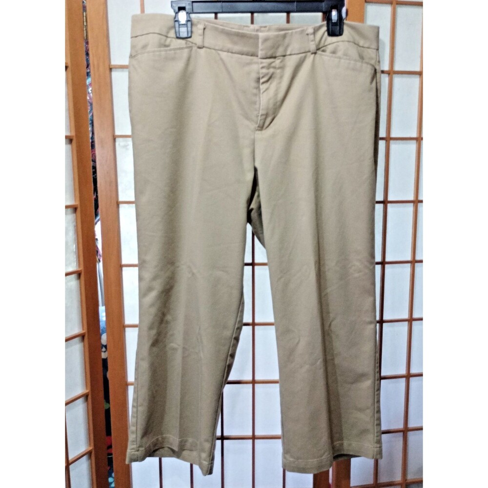 Dockers Metro Capri Womens 16 Khaki Tan Ideal Fit Stretch Cropped Chino Pants